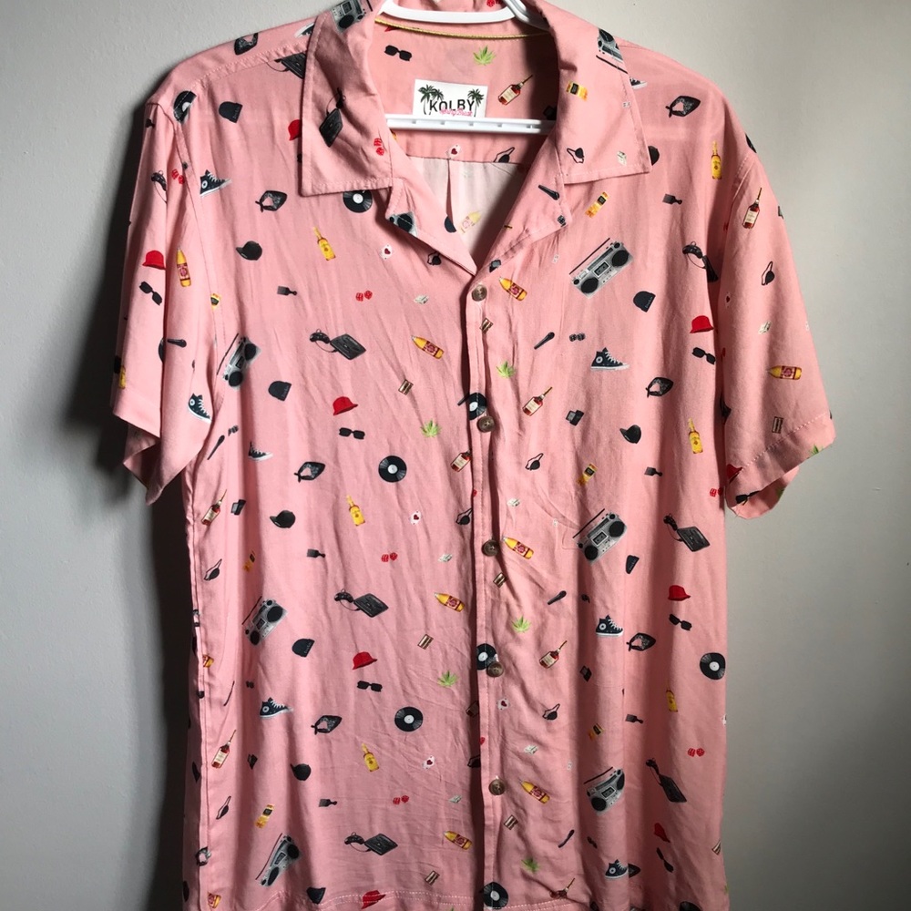Men’s Fun Pink Button Up - Picture 2 of 2